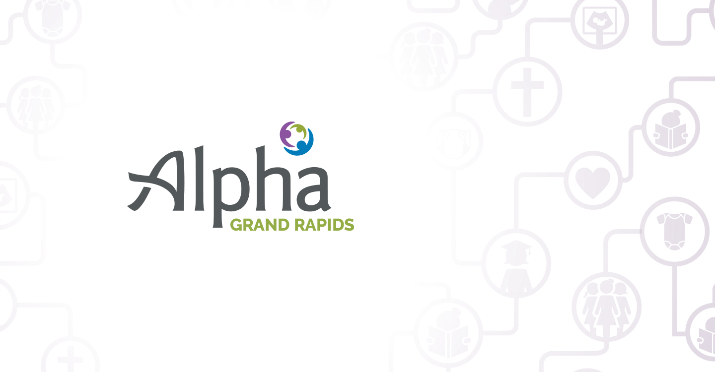 alpha logo on pattern