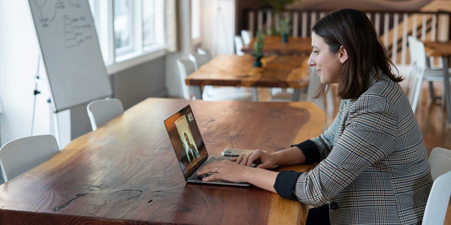 video call at large table