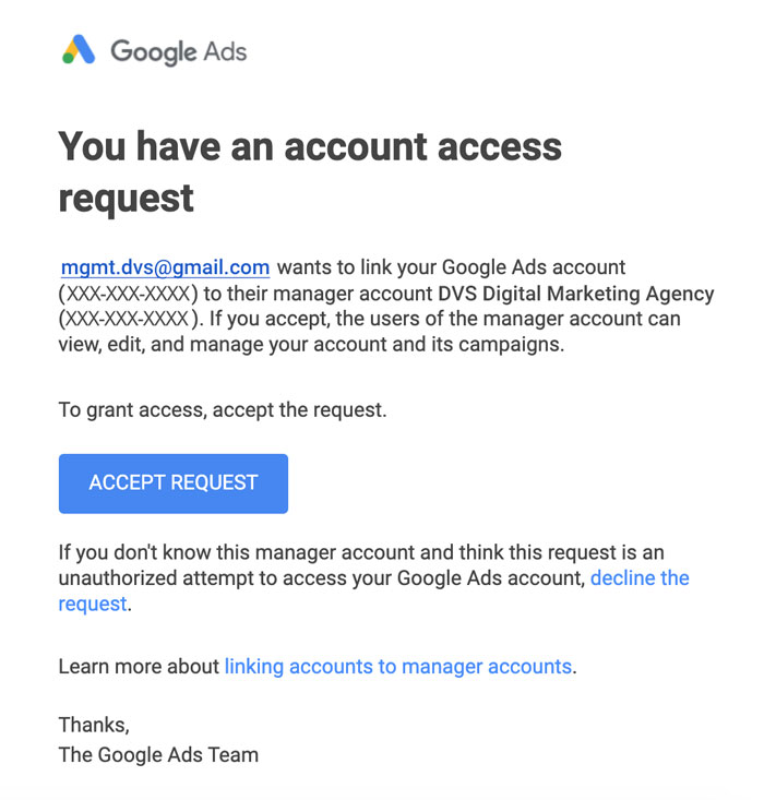 account access request prompt