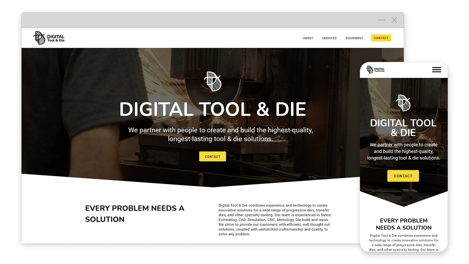 digital tool and die website mockup