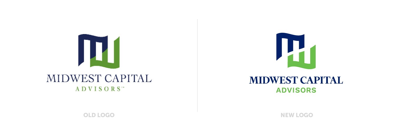 Midwest capital advisors old vs new logo