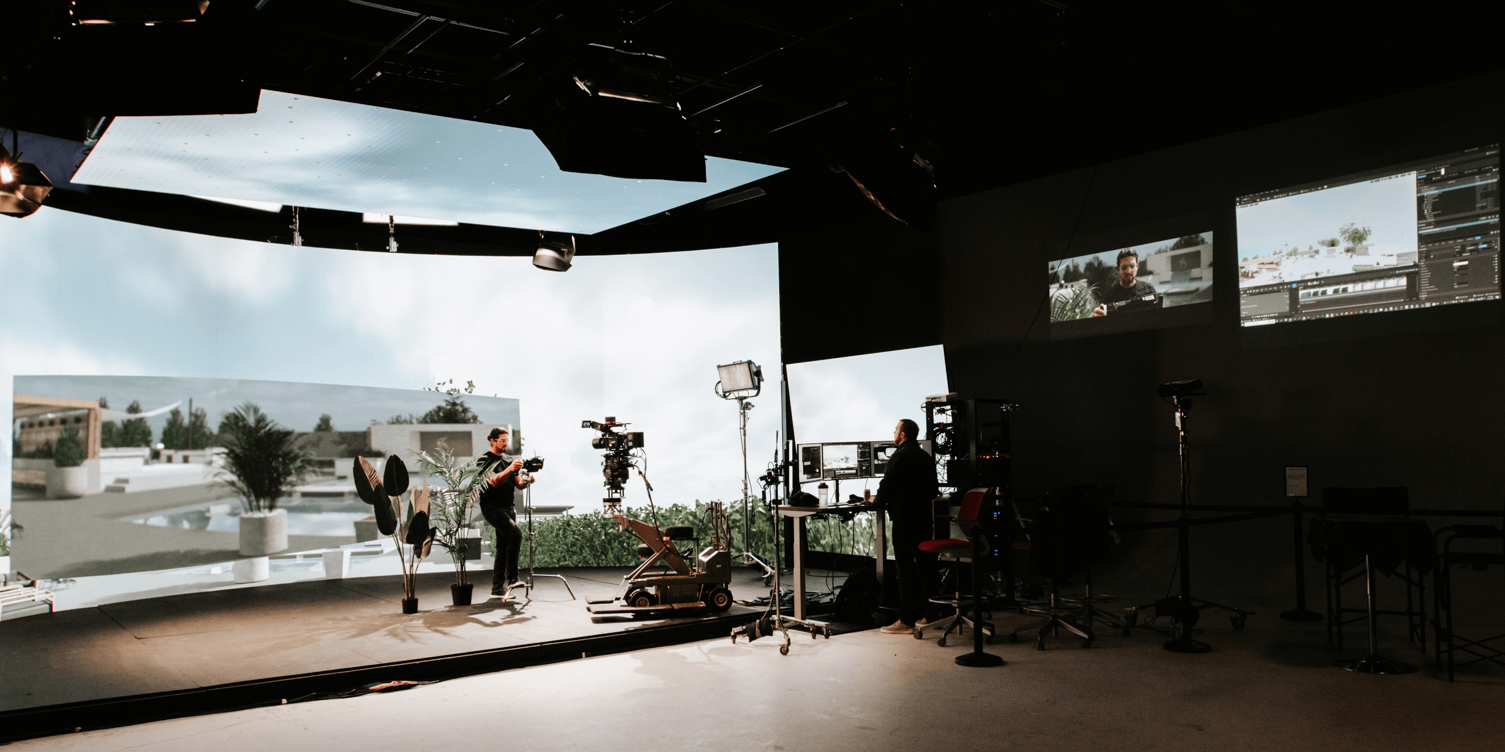 actor on set in front of an LED wall