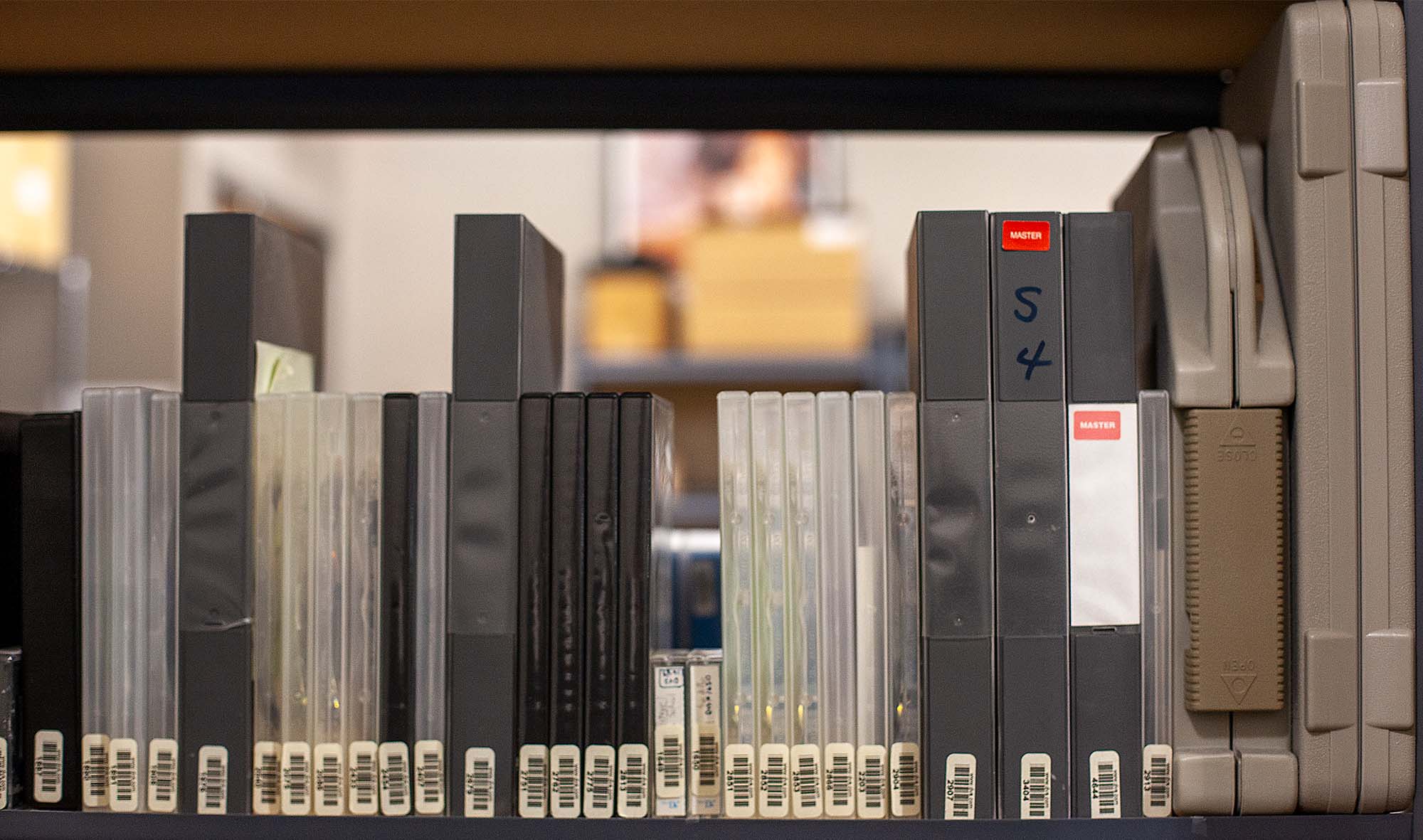 old media disks on a shelf